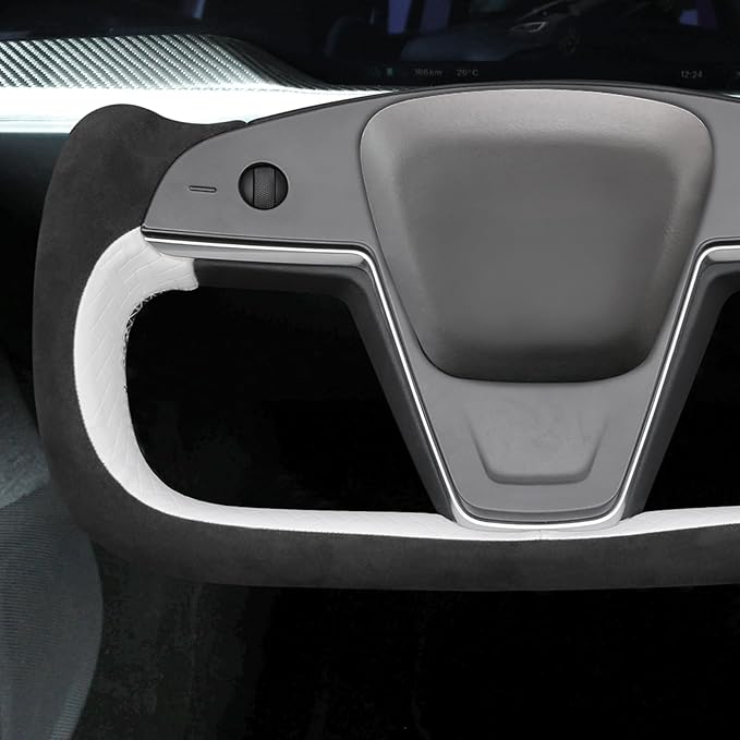 MEWANT Hand Stitched Tesla Model S Yoke Steering Wheel Cover Wrap for Tesla Model S 2021-2023 / Model X 2021-2023 Tesla Yoke Steering Wheel Accessories(3D Style)