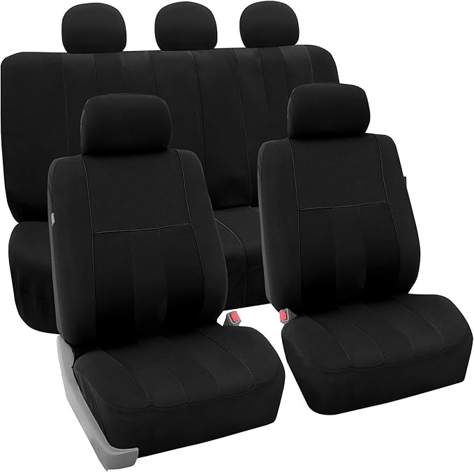 FH Group Car Seat Cover Full Set Striking Striped Car Seat Covers with Front Seat Covers and Rear Split Bench, Universal Fit 
