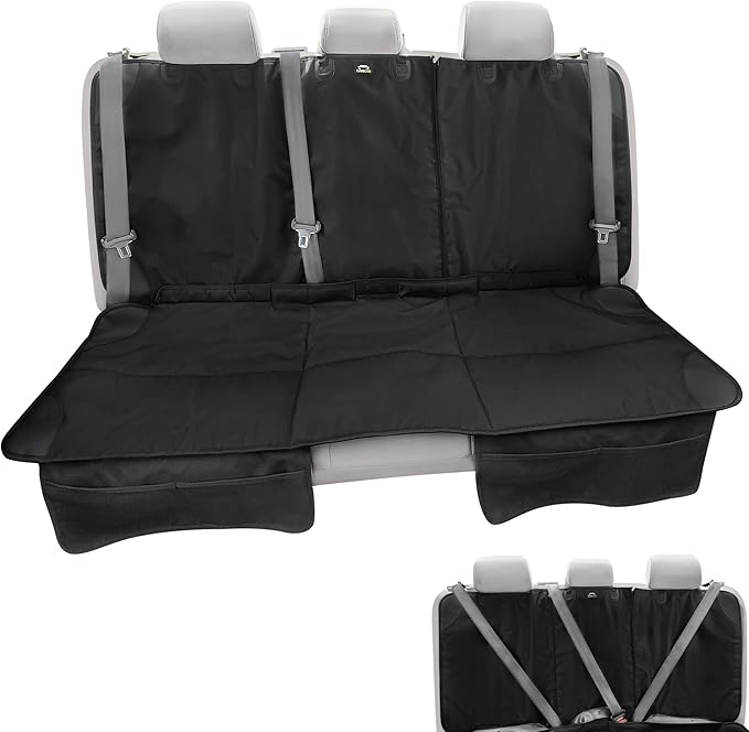 Car Seat Protector, Under Child Car Seats Cover | Waterproof, 3 Functional Rear Belts, Baby Carseat Cushion, Covers Fabric an