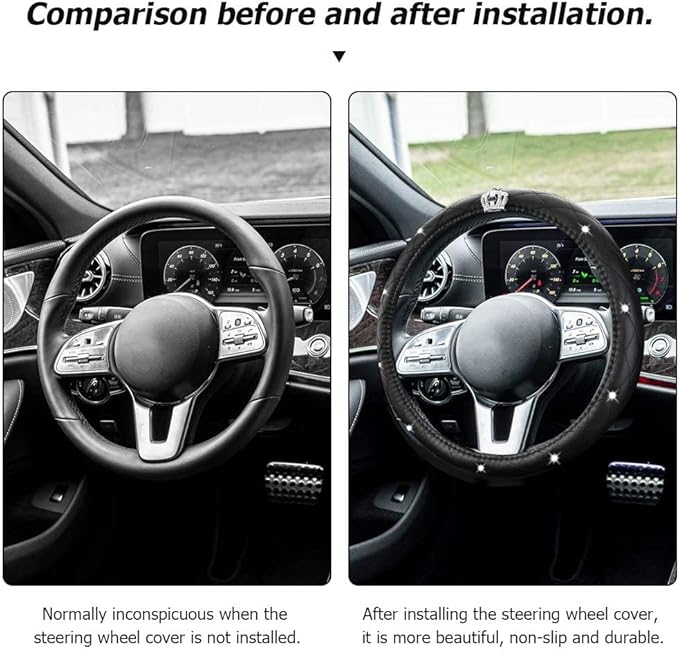 Car Steering Wheel Cover with Durable PU Leather, Universal 20 inch Fit for Car Truck SUV, Breathable Anti Slip Auto Steering Wheel Covers for Men and Women