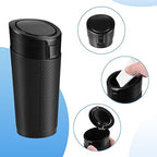 Car Trash Can Bin with Lid, 2 Packs Mini Leakproof Garbage Can for Vehicle, Cup Holder Trash Can, Small Trash Bin for Cars, Home, Bedroom, Office(Black)