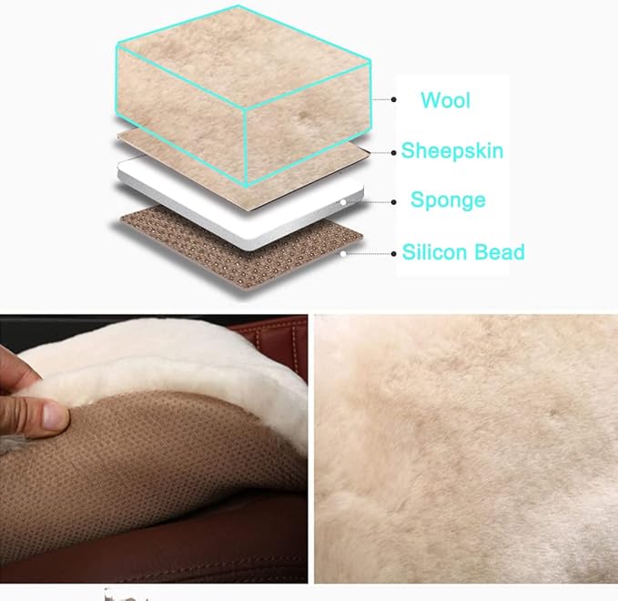 OGLAND 2 Pack Fuzzy Sheepskin Car Seat Covers| Fluffy Front Seat Cushions | Plush Soft Fur Protectors for Car Bucket Seats Ac