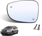 Left Side Mirror Glass w/Heated|Blind Spot Detection Compatible for 2017-2024 Chrysler Pacifica, 2020-2024 Voyager Driver Mirror Glass Replacement 68318282AA