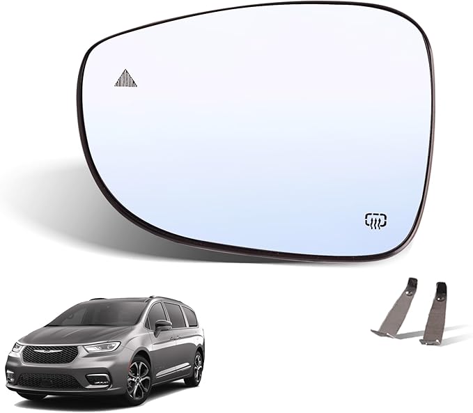 Left Side Mirror Glass w/Heated|Blind Spot Detection Compatible for 2017-2024 Chrysler Pacifica, 2020-2024 Voyager Driver Mirror Glass Replacement 68318282AA