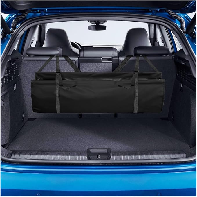 Hanging Car Trunk Organizer, Large Capacity Backseat Storage Bag with Adjustable Straps, Waterproof Collapsible Cargo Bag
