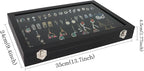 Wudygirl 32 Pairs Jewelry Organizer Velvet Jewelry Tray Clear Lid Earring HolderOrganizer Jewelry Box Earrings Holder Display