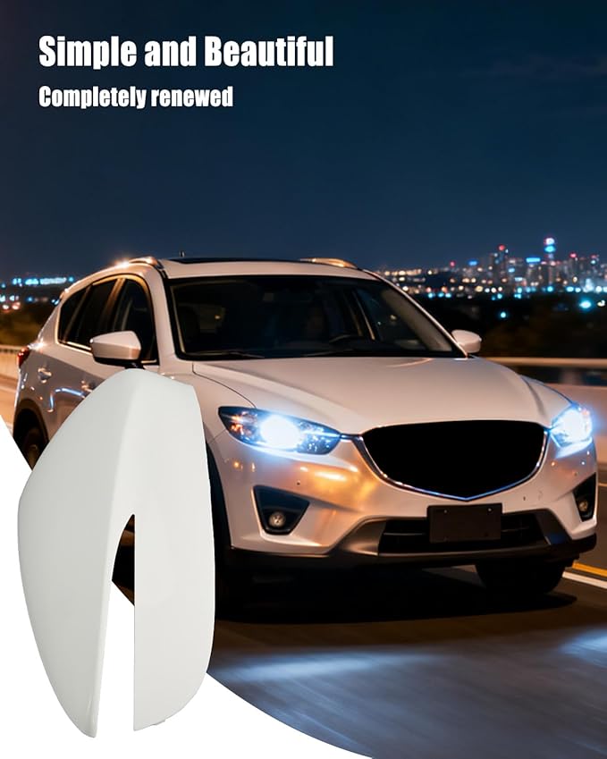 Rear View Mirror Cover Shell White Fit for Mazda CX-5 CX-3, Replace KR22-69-1N1-85 KR22691N185, Passenger Side