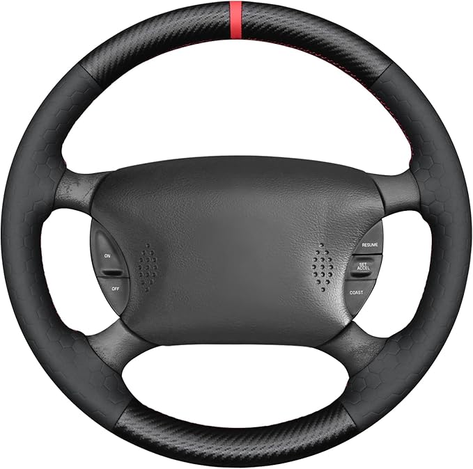 MEWANT Hand Sewn Steering Wheel Cover Wrap for Ford Mustang 1994-2004 Steering Wheel Accessories for Ford Mustang 1994-2004