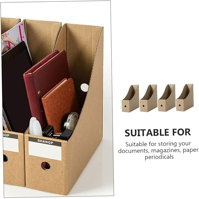 4pcs Lightweight Paper File Storage Boxes Desktop Document Organizers Bookcase Folder Holders for Office Desk Practical Stora