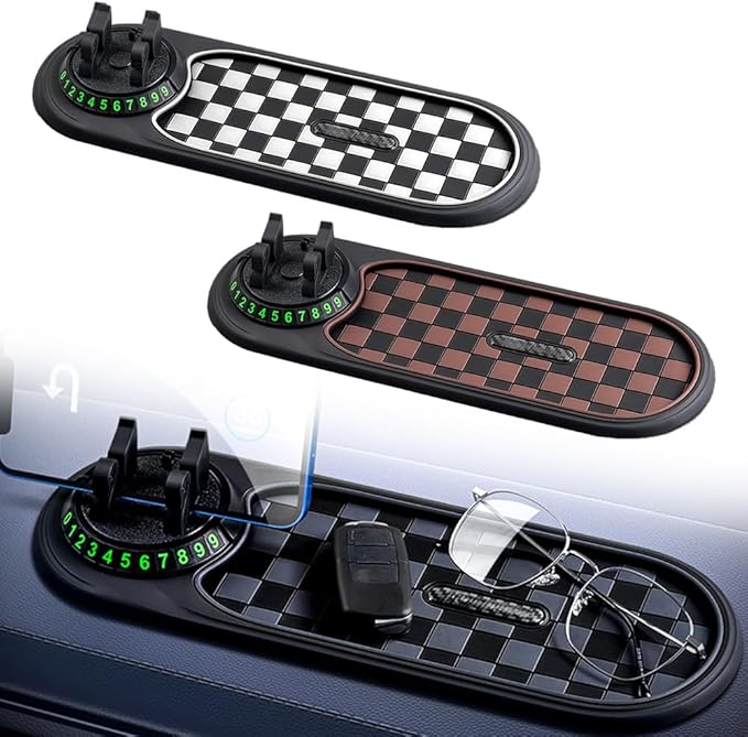 Multifunction Car Anti-Slip Mat, 2026 New Rotatable Anti Skid Car Dashboard Pad with Temporary Parking Numbe, Universal Car P