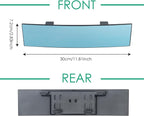 Rear View Mirror for Car,11.8" Convex Panoramic Wide Angel View Mirrors Extender,Blue Tint Anti Glare,Universal Clip on Interior Rearview Mirror for Truck Car and SUV (Blue)