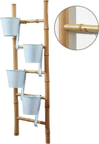 Bamboo Blanket Ladder for Living Room, Towel Clothes Quilt Plant Decorative Farmhouse Wall Leaning Display Ladder Shelf for B