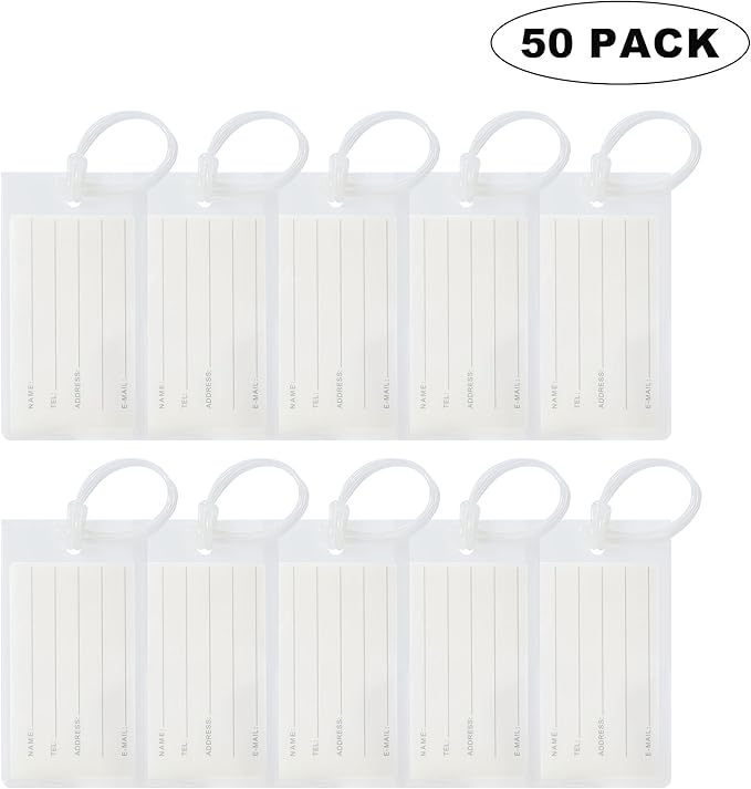 50 Pack Luggage Tags for Suitcases, Airplane Travel Essentials for Flying, International Travel Must Haves, and Luggage Acces