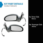 TRQ 2 Piece Driver and Passenger Side Mirror Assembly Set Manual Folding Electric Adjustment Non-Heated No Memory Textured Co