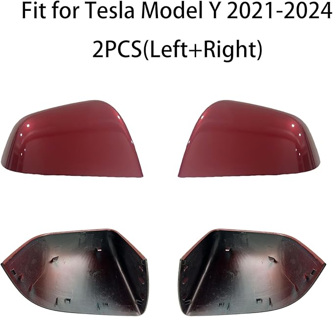 Compatible with Tesla Model Y Side Mirror Cover Replacement 2021 2022 2023 2024, Left & Right Side Rearview Mirror Cover Cap for Model Y Accessories(red)