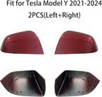 Compatible with Tesla Model Y Side Mirror Cover Replacement 2021 2022 2023 2024, Left & Right Side Rearview Mirror Cover Cap for Model Y Accessories(red)