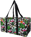 NGIL Extra Large Utility Tote Reusable Grocery Bag Oversized Collapsible for Groceries, Storage, Picnic, Beach (Cactus Dance-black)