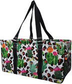 NGIL Extra Large Utility Tote Reusable Grocery Bag Oversized Collapsible for Groceries, Storage, Picnic, Beach (Cactus Dance-black)
