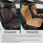 OGLAND 2 Pack Fur Fuzzy Sheepskin Car Seat Covers for Universal Auto Plush Seat Cushion Accessories Automobiles (Honey Beige)