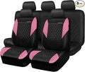 CAR PASS Pink Leather Seat Covers,Girly Quilting Pretty Cute Car Seat Cover with 5mm Composite Sponge Inside,Airbag Compatibl