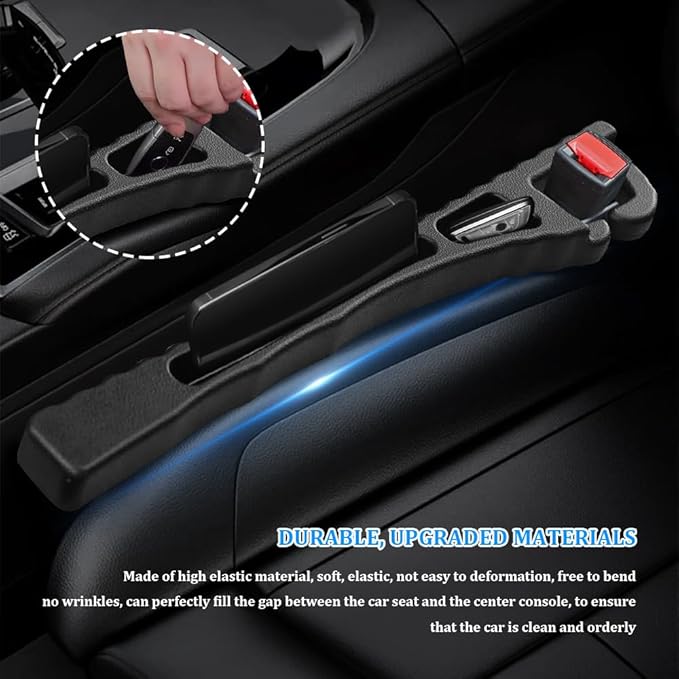 2PCS Car Seat Gap Filler Organizer, Multifunctional Car Gap Filler Organizer Storages Phone Key Avoids Things Falling, Universal Car Blocker Between Seats for Most Vehicles