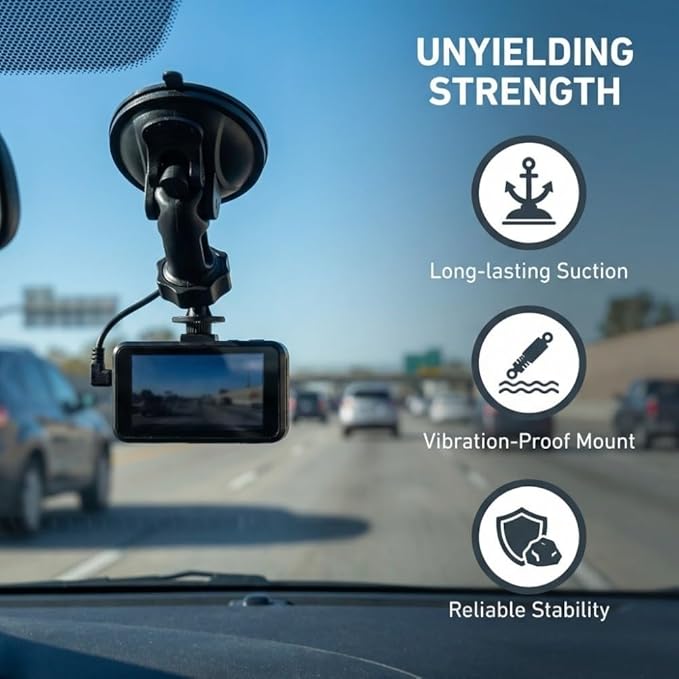 4 Pack Universal Car Dash Cam Mount - Vacuum Suction Cup Holder with 4 Interchangeable Heads for GPS Navigation and Dashboard Recorder(U-Shape Heads)