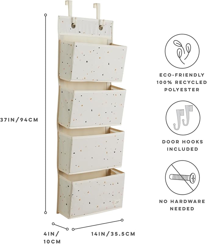 3 Sprouts Over the Door Organizer -Hanging Baby Organizers & Storage with 4 Large Pockets & 2 Hooks for Baby Clothes, Toy, St