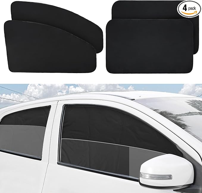 XCBYT Magnetic Car Window Shades 4 Pack - Blackout Side Window Sun Shade for Privacy & Car Camping, 99% UV Blocking Car Window Covers for Side Windows, Heat Protection Travel Shades for SUV Sedan
