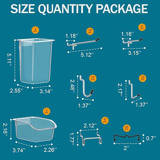 Peg Board Kit, Includes Pegboard and Accessories,with Hooks and Bins,Peg Board Wall Organizer for Office,Ornaments Display,Cr