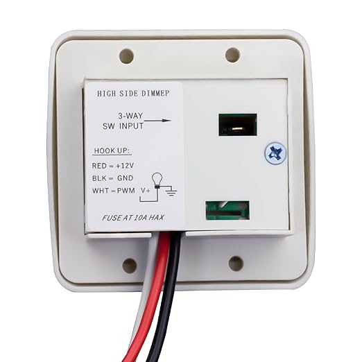 RV 12V DC Toggle Switch with High Side Dimmer Control for LED, Halogen, Incandescent - RV, Auto, Truck, Marine, and Strip Lighting (White)