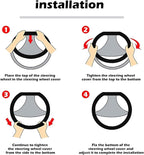 D Shape Car Steering Wheel Cover, Universal 15 inch Stitching Color Anti-Slip Steering Wheel Protector, Red and Black Style (