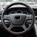 Wood Grain Steering Wheel Cover Microfiber Leather Breathable Anti Slip Universal Protector 14.5-15 inch Car Interior Accesso