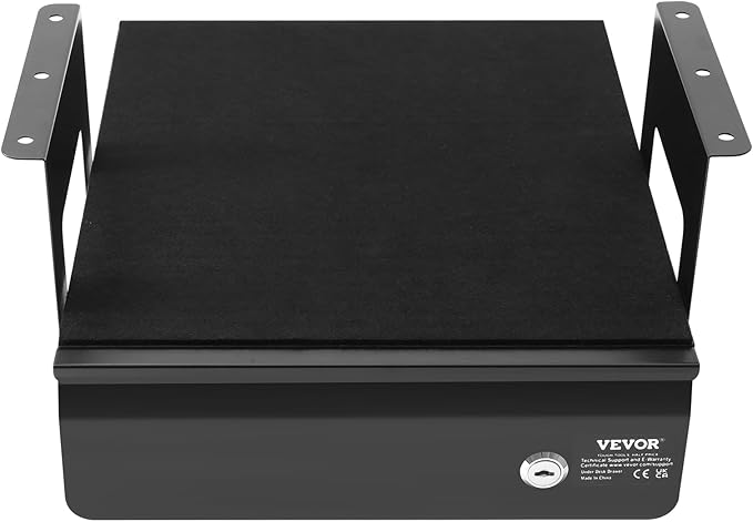 VEVOR Under Desk Lockable Slide Out Drawer, 13 inch Under Desk Pull-out Drawer for Sit Stand Workstation, Secure Under Counte