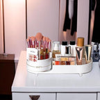 Booklov Roating Makeup Caddy Organizer for Vanity, Large Capacity Cosmetic Display Case, Clear Acrylic Countertop Beauty Stor