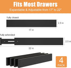 Bamboo Drawer Dividers,17-22" Adjustable Kitchen Drawer Organizer for Clothes,4 Pack Expandable Drawer Organization Separator