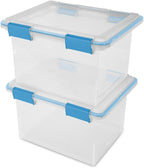 Sterilite 16-Pack Gasket Box, Weather-Resistant Storage Bins with Latching Lids, 32 Quart - Heavy-Duty Organizing Containers 