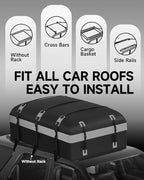 Car Rooftop Cargo Carrier Bag 30 Cubic Feet, Soft-Shell Luggage Cargo Bag Waterproof Bag, Include 2 Reinforced Straps, 6 Door Hooks, Anti-Slip Mat, Luggage Lock