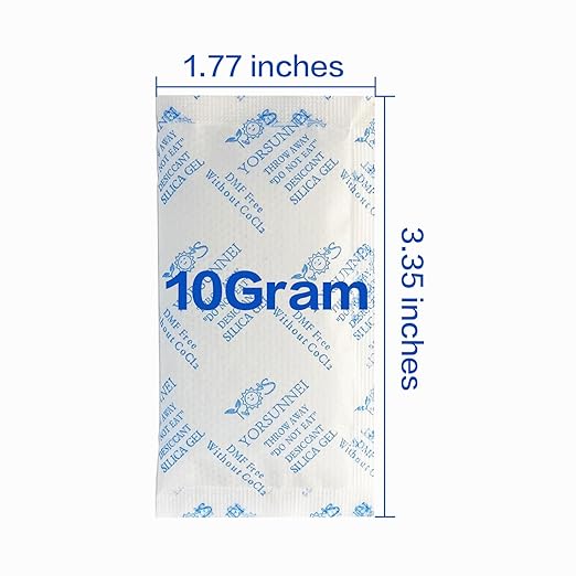10 Gram Silica Gel Packets, Reusable Desiccant Packs for Storage, Rechargeable Moisture Absorber Food Grade Silica Gel Packs