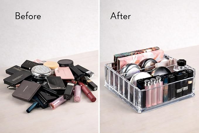 Makeup Organizer for Eyeshadow Palette Organizer, 8 Section Divided Makeup Palette Holder for Vanity Drawer Countertop