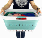SAMMART 42L (11 gallon) Collapsible Plastic Laundry Basket - Foldable Pop Up Storage Container/Organizer - Space Saving Hampe