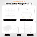 Acrylic Expandable Desk Drawer Organizer with 11 Adjustable Compartments and 6 Removable Dividers Desk Accessories for Office