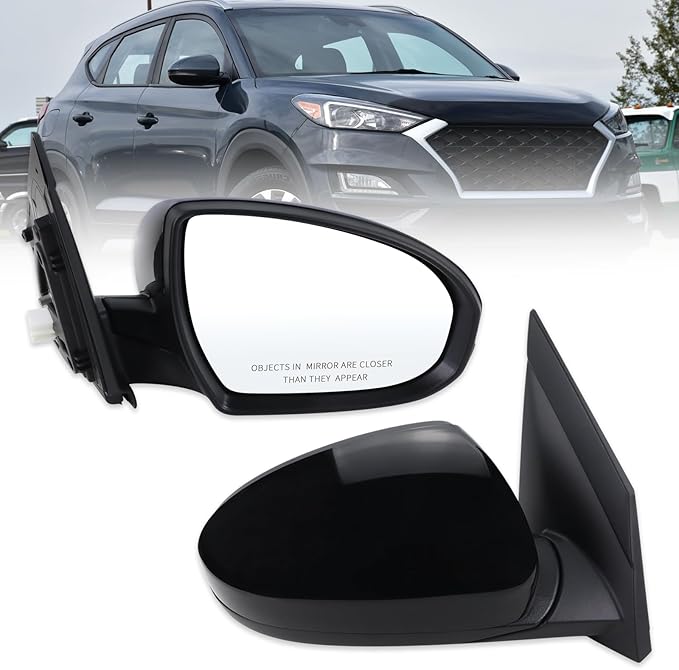 Right Passenger Side Mirror Compatible With 2019 2020 2021 Hyundai Tucson With Manual folding Power glass Black Replace #87620-D3990(3Pins)