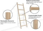 FUIN Fully Assembled 57in Bamboo Blanket Ladders Living Room Wood Decorative Wall Leaning Farmhouse Quilt Display Holder Rust