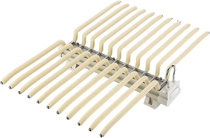 Pull Out Clothes Rail Extendable Wardrobe Rail Tube Rod - Steel Pull Out Pants Rack Pants Hanger Bar 22 Arms, Extendable Clos