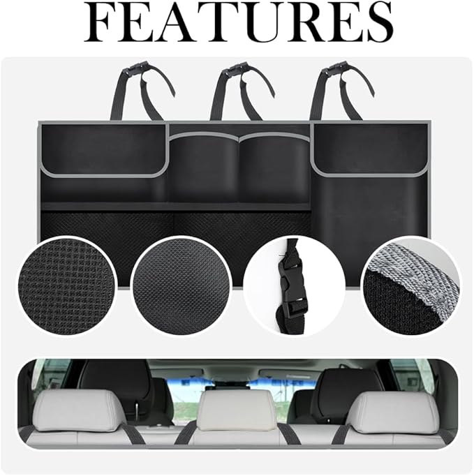 Large Capacity Car Trunk Organizer,Six Pockets Trunk Storage Organizer with Adjustable Straps,Wear-Resistant Oxford Fabric Han