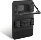 Universal Car Backseat Organizer with Tablet Holder & Foldable Tray - Heavy-Duty Kick Mats Seat Protector for Kids, Waterproof Multi-Pocket Storage for Road Trips, Cars, SUVs