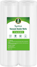 Syntus Vacuum Sealer Bags for food, 2 Pack 11" x 20' Commercial Grade Bag Rolls, Food Vac Bags for Storage, Meal Prep or Sous