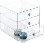 AJIODA Makeup Drawer Organizer Box with 3 Drawers, Acrylic Cosmetic Display Case Vanity Organizer Jewelry Storage Box Stackab