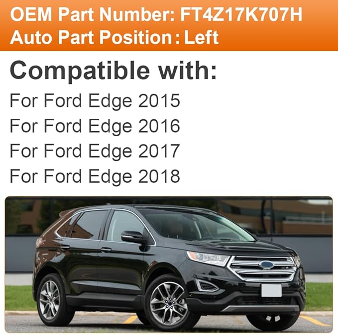 Senzeal Driver Side Heated Mirror Glass Replacement with Blind Spot Mirror for Ford Edge 2015 2016 2017 2018 (Left Side)