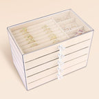 Hyber&Cara Luxury Acrylic Jewelry Box Organizer - 5 Drawers Velvet Lined Clear Stackable Storage for Earrings Necklaces Rings